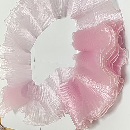 4,5 m Retro Rüschen Plissee Chiffon Trim Kleid Tasche Dekoration Tüll Stoff Applikation Besatz Handwerk Nähen (Rosa) von Creativesugar