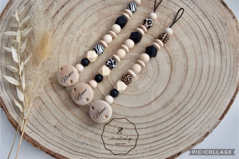 Schnullerkette Mit Tiermuster Personalisiert von Creativsistershop