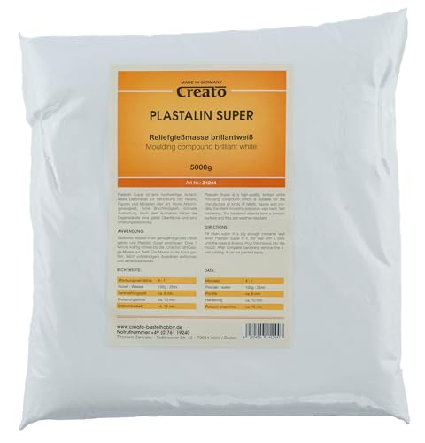 Creato Z1244 - Plastalin Giessmasse 5 kg, 4:1, TOP porzellanähnliche Reliefgiessmasse, Abformgenau, weiss, Figurengiessmasse. Gießpulver. von Creato