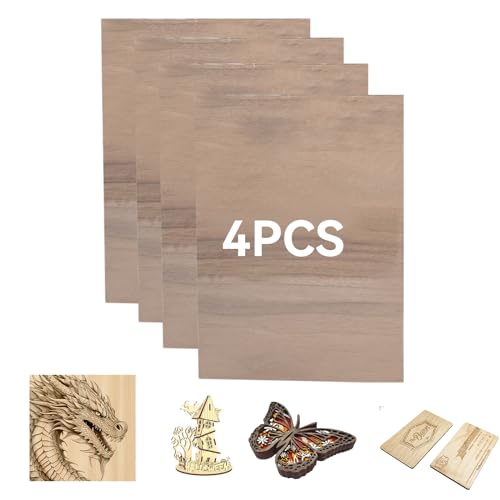 Creatorally 4 Stück A4 unbehandeltes Holz, 11,8 x 8,46 x 1/8 Zoll Leeres Holzbrett für Lasergravur, Schneiden, Basteln, Modellieren, Brandmalerei(A4-Black Walnut) von Creatorally