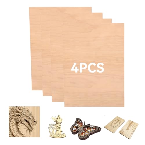 Creatorally 4 Stück A4 unbehandeltes Holz, 11,8 x 8,46 x 1/8 Zoll Leeres Holzbrett für Lasergravur, Schneiden, Basteln, Modellieren, Brandmalerei(A4-Rotbuche) von Creatorally