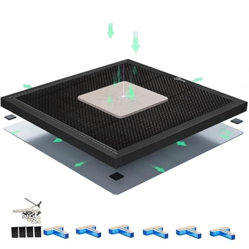 Creatorally Laser Wabentisch, 500 x 500 x 22 mm Laserbett für Gravier-Schneidemaschine, Honeycomb-Arbeitstisch mit Aluminiumplatte, Nadeln und Gravurmaterialien (460 x 460 mm Gravurbereich) von Creatorally