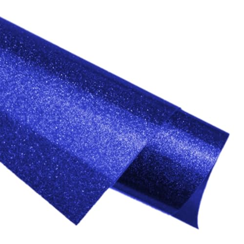 Creatorally Plotterfolie Textil, 30,5cm x 1.52m Vinylfolie Plotter, Vinyl Selbstklebend Bügelfolie für DIY T-Shirts, Stoffe (Glitter Blau) von Creatorally