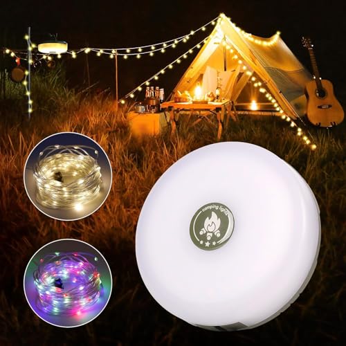 Camping Lichterkette Aufrollbar, 10m Outdoor Lichterkette, Vielseitige LED Lichterkette, Langlebig und Wasserdicht, USB Aufladung Gragbare Camping Lichter für Camping, Hof und Wandern von Crebeau