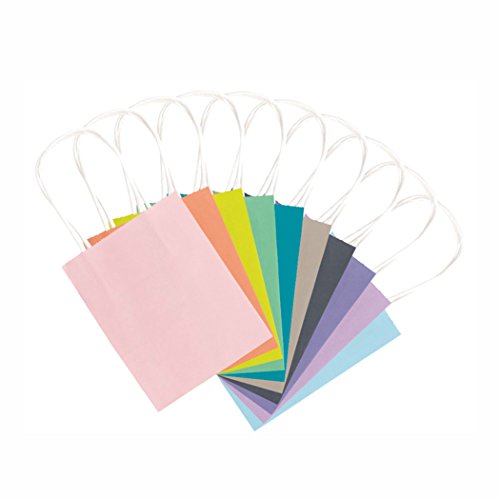 Papiertüten mit Henkel farbig sortiert aus 110g/m² Kraftpapier 20 Stück, 12x15x5,5 cm Papier Party Tüten in tollen Farben und extra Stark von Creleo