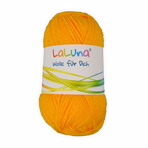 Uni Wolle maisgelb 100% Polyacryl Wolle 50g - 135m, Garn zum Stricken & Häkeln, Marke: LaLuna® von Creleo