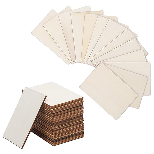 Creperture 50 Stück Unlackierte Quadratische Holzstücke, 9 cm x 6 cm Natürliche Leere Holzscheiben Rechteckige Chips zum Bemalen von Holzarbeiten, DIY, Handwerk, Dekoration von Creperture