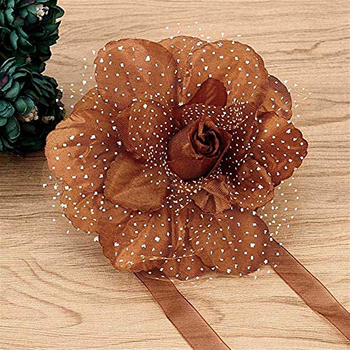 Crepundia Handgestrickte Vorhang-Raffhalter, 2 PCS 13CM Big Peony Blumen-Vorhang-Clip binden zurück Rahmen Zurück Krawatte Startseite Vorhang dekorative Gürtel(Coffee) von Crepundia