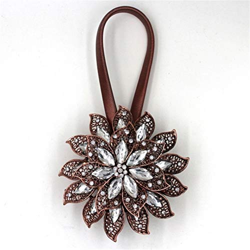 Crepundia Handgestrickte Vorhang-Raffhalter, 2 Stück Blume geformt Magnet Vorhang Tieback Ringe Federstahldraht Magnet Vorhang Schnalle Clips Fensterhalter-Zubehör(G) von Crepundia