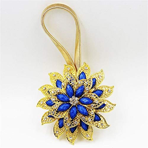 Crepundia Handgestrickte Vorhang-Raffhalter, 2 Stück Blume geformt Magnet Vorhang Tieback Ringe Federstahldraht Magnet Vorhang Schnalle Clips Fensterhalter-Zubehör(H) von Crepundia