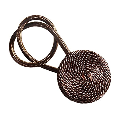 Crepundia Handgestrickte Vorhang-Raffhalter, 3 stücke Kurze geflochtene Vorhang Schnalle Makaron magnetriemen hängende kugelvorhang Spiel Seil beitrückvorhänge Halter schnallen(Brown) von Crepundia