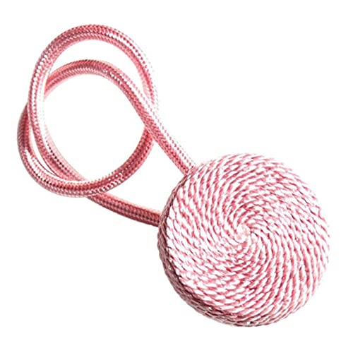 Crepundia Handgestrickte Vorhang-Raffhalter, 3 stücke Kurze geflochtene Vorhang Schnalle Makaron magnetriemen hängende kugelvorhang Spiel Seil beitrückvorhänge Halter schnallen(Pink) von Crepundia