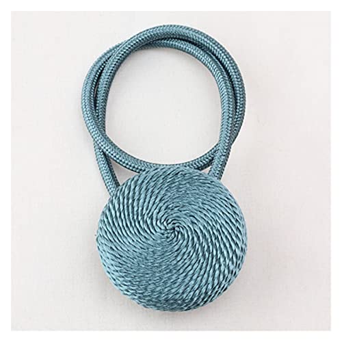 Crepundia Handgestrickte Vorhang-Raffhalter, 3 stücke Magnetfeld Vorhang Raffa Raum Zubehör Makaron Gold Vorhänge Clip Home Decor Vorhanghalter Schnallen Strap Seil Krawatte Zurück(Blue) von Crepundia