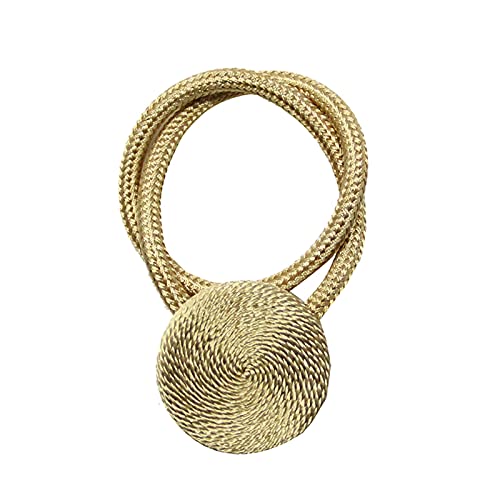 Crepundia Handgestrickte Vorhang-Raffhalter, 3 stücke Magnetfeld Vorhang Raffa Raum Zubehör Makaron Gold Vorhänge Clip Home Decor Vorhanghalter Schnallen Strap Seil Krawatte Zurück(Dark Gold) von Crepundia