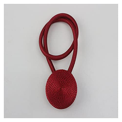 Crepundia Handgestrickte Vorhang-Raffhalter, 3 stücke Magnetfeld Vorhang Raffa Raum Zubehör Makaron Gold Vorhänge Clip Home Decor Vorhanghalter Schnallen Strap Seil Krawatte Zurück(Red) von Crepundia