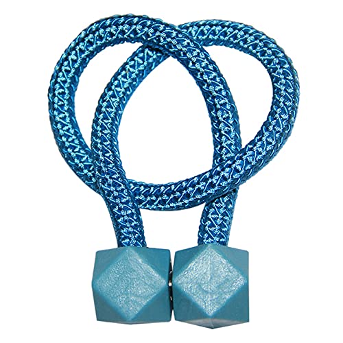 Crepundia Handgestrickte Vorhang-Raffhalter, 4 stücke Magnetische Vorhang Raffriges Clip Schnalle Cube Vorhang Halter Dekor Hängende Kugel Seil Riemen Holdbacks Zimmer Zubehör(Sapphire) von Crepundia