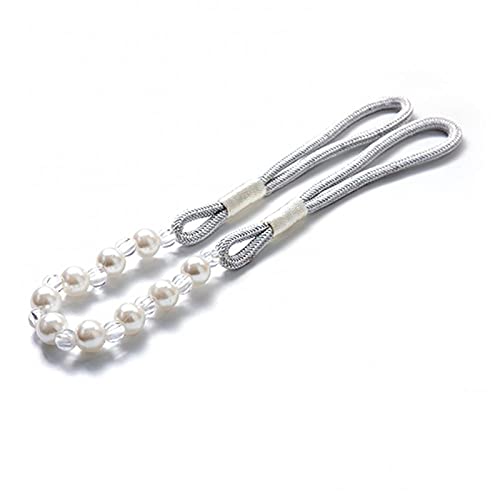 Crepundia Handgestrickte Vorhang-Raffhalter, 6 stücke Punch perlen Perle Magnetische Vorhang Raffriges Seil Schnalle Halter Strap Decor(Sliver White) von Crepundia