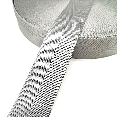 Gurtband Polypropylene 10 Yards 38mm Gurt Nylon Gurtband Heringbone Muster Rucksack Umreifungsbeutelband Zubehör(Gray) von Crepundia