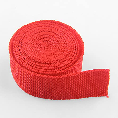 Gurtband Polypropylene 100 yards/lot 23mm Breite Bandbandband zum Nähen Gurtband PP Kleidungsrücksack Backband schwarz blau gelb lila rot weiß grün grau(Red 23mm webbing) von Crepundia