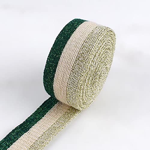 Gurtband Polypropylene 12m 25mm Gold Silber Streifen Strickwebbänder Bänder Sport Hosen Hosen Seitenspitze Bänder Nähen Band Trimmungen DIY Zubehör(D) von Crepundia