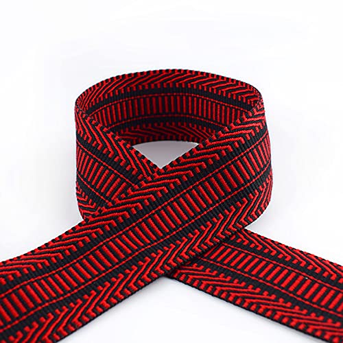 Gurtband Polypropylene 3.0M Polyester 5 cm 2mm dicke Jacquard Webtbänder Backbänder Bag Strap Gürtel Bänder für DIY Kleidung Vorspannung Binding Nähzubehör(Red) von Crepundia