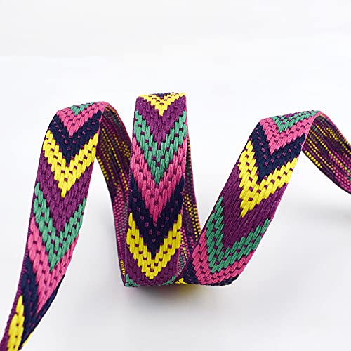 Gurtband Polypropylene 8 Meter Polyester Jacquard Webtipps 22mm Rucksack Pet Strap Gurtband Etikett Ribbon Nähband Vorspannung Binding Bekleidung Zubehör(1purple) von Crepundia