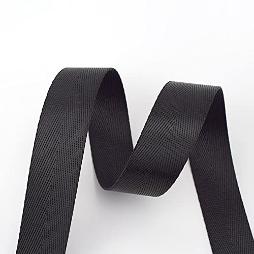 Gurtband Polypropylene 8 meter 20mm Nylon Gurtbubbissen Bänder Heringsgräte Muster Hund Kragen Rucksack Strap Bag Gürtelband Bindung DIY Nähzubehör(Black) von Crepundia