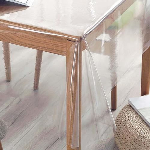 Cresbel Tischfolie Transparent, 213 * 137cm Tischschutz mit schräger Kante, PVC Wasserdicht Tischdecken Durchsichtig Abwaschbar, Tischdecke Tischschutz, Tischdecken Fettdicht Tischdecke zum Esstische von Cresbel