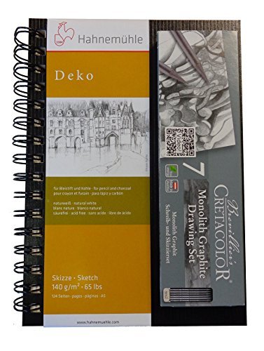 CRETACOLOR Skizzenbuch Deko, inklusive Monolith Graphit Set, 30x20 cm von Cretacolor