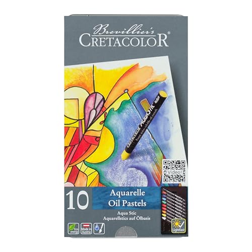 Cretacolor AquaStic | Aquarellkreiden auf Ölbasis | Besonders lichtechte Ölkreide | 10 Farben von Cretacolor