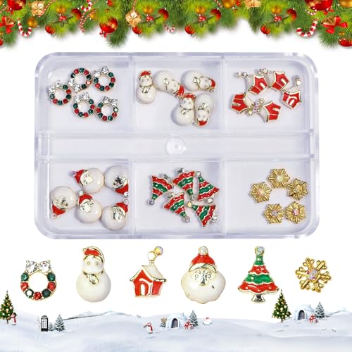 1 Schachtel Weihnachtliche 3D Kunst Strass Nagelanhänger Weihnachtsmann Glänzender Nagelanhängern Maniküre-Set DIY Schneeflocken Nagelkunstanhänger Dekorationen für Frauen Mädchen (B) von Cretvestsar