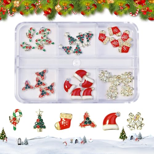 1 Schachtel Weihnachtliche 3D Kunst Strass Nagelanhänger Weihnachtsmann Glänzender Nagelanhängern Maniküre-Set DIY Schneeflocken Nagelkunstanhänger Dekorationen für Frauen Mädchen (C) von Cretvestsar