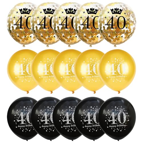 15 Stück Luftballons 18. 30. Und 40. Geburtstag Schwarz Goldenes Set Hochzeitsballons Für Babyparty Hochzeit Mädchengeburtstag Junggesellinnenabschied Erntedankfest Verlobung (40) von Cretvestsar