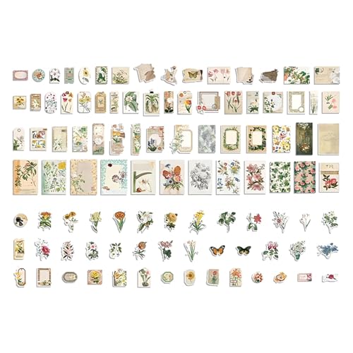 200 Blatt Pflanzen Ästhetische Aufkleber Papierpackung Blumen Pflanze Scrapbooking Aufkleber DIY Grün Dekorationen Papier Aufkleber Vintage Handwerk Selbstklebende Washi Aufkleber für Notebook Journal von Cretvestsar