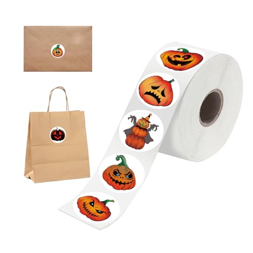 200 Stück Kürbisaufkleber Rollen Party Dekorationen Aufkleber Halloween Round Sealing Aufkleber Kreativität Kürbis Aufkleber Aufkleber Etikett für Partybeutel Karten Umschlag Geschenkversorgungen von Cretvestsar