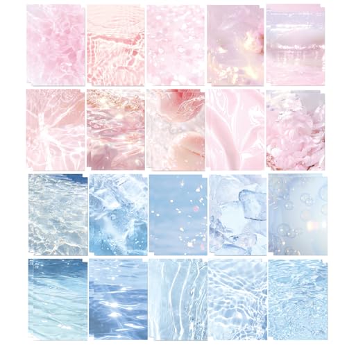 40 Blatt Scrapbook Dekorpapier Fantasie Strukturpapier Romantisches Scrapbooking Papier DIY Wellen ästhetisches Briefpapier Licht Schatten Decoupage Papier Schreiben Clipping-Tagebuch (Rosa Blau, 1) von Cretvestsar