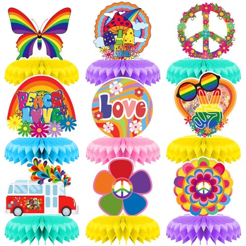 9 Stück Gay Honeycomb Tischdekorationen Regenbogen Pride Tafelaufsätze Mehrfarbige Wabenpapier Pom Pom Set Gay Party Papier Tisch Toppe Honeycomb Tafelaufsätze für Gay Pride Month Ornamente Supplies von Cretvestsar