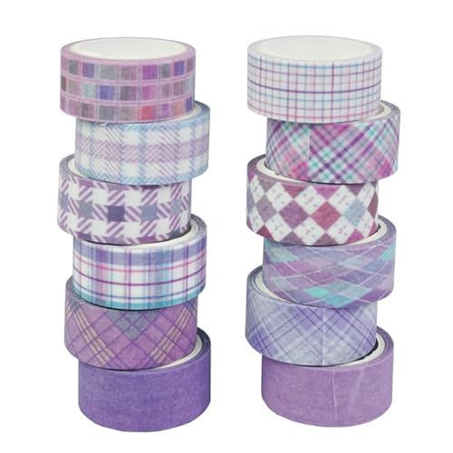 Washi-Tape-Set 10 Rollen Lila Kariertes Deko-Klebeband DIY Retro Bastelarbeiten Masking Tapes Kariertes Farbverlauf Bastel Klebeband für Tagebücher Planer Scrapbooking Verpackung Ornamente Geschenke von Cretvestsar