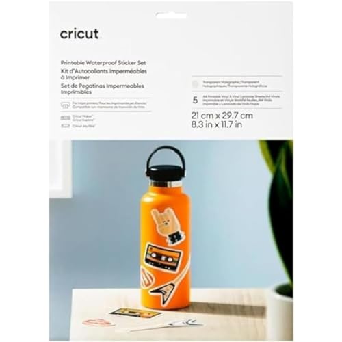 Cricut Bedruckbares, wasserfestes, holografisches Aufkleberset – A4 (5 Stk.), Transparent, Holographisch von Cricut