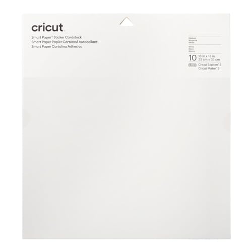 Cricut 2008317 Smart Paper Sticker Cardstock | 10 sheets | 33cm x 33cm | White, Papier, 33 x 33 cm von Cricut