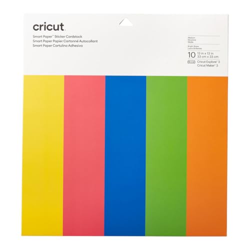 Cricut 2008318 Smart Paper Sticker Cardstock | 10 sheets | 33cm x 33cm | Bright Bows, Papier, 33 x 33 cm von Cricut