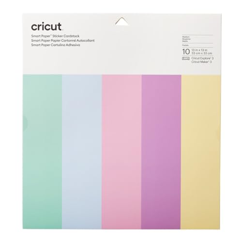 Cricut 2008320 Smart Paper Sticker Cardstock | 10 sheets | 33cm x 33cm | Pastels, Papier, 33 x 33 cm von Cricut