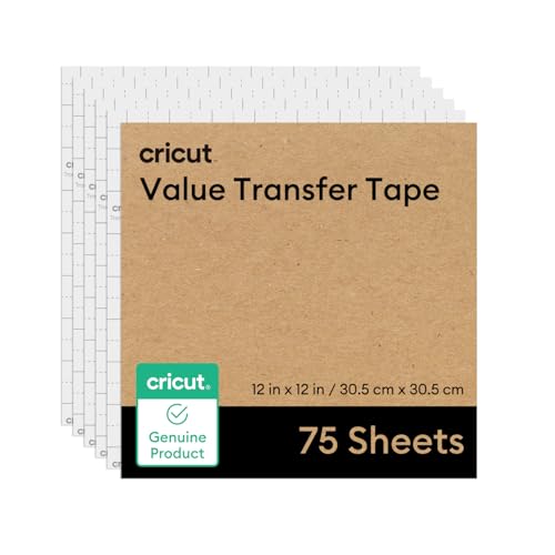 Cricut 2010891 Value Klebeband, flach verpackt, 30,5 x 30,5 cm, 75 Stück Transfer Tape, Transparent, 75-pack von Cricut