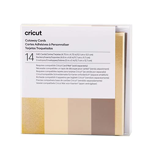 Cricut Cutaway -Karten | Neutral | 12,1 cm x 12,1 cm (Cricut -Größe S40) | 14-Pack | Zur Verwendung mit Cricut Card Matte - 2x2 von Cricut