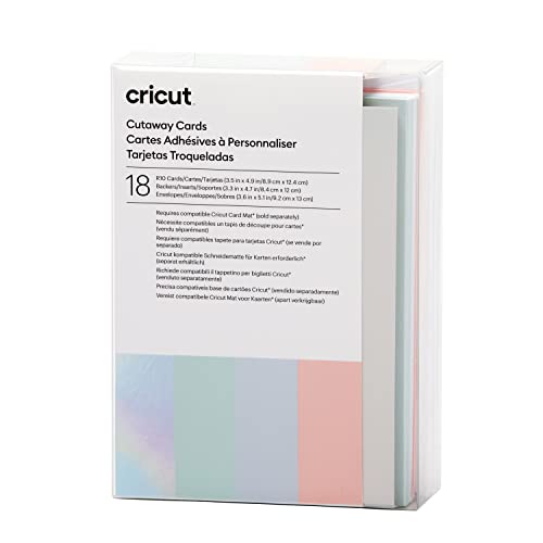 Cricut Cutaway -Karten | Pastell | 8,9 cm x 12,4 cm (Cricut -Größe R10) | 18-Pack | Zur Verwendung mit Cricut Card Matte - 2x2 von Cricut