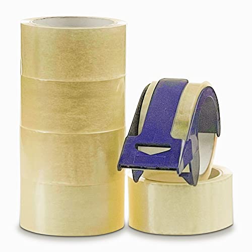 Transparentes Klebeband und Tape Spender, 6 Rollen, 48 mmx50 m, transparentes Paketband, transparentes Klebeband zum sicheren Verpacken von Boxen und Paketen, Tape Spender und Klebeband von Crimson Starfish