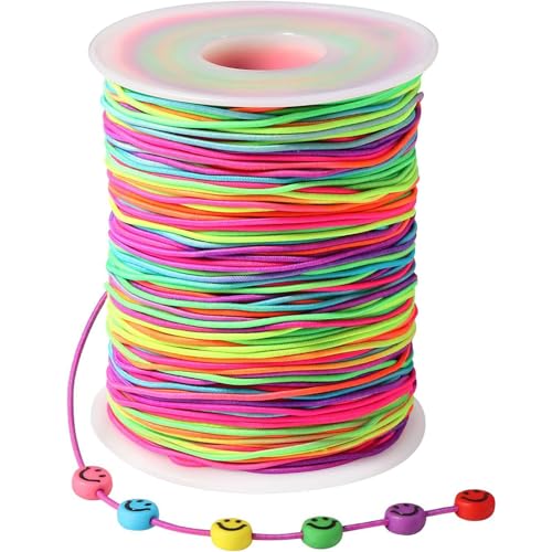 Gummiband für Armbänder, 1mm x 100 m Elastisches Faden, Perlenfäden, Regenbogen Gummiband, Handwerk Schnur für DIY Schmuck Halskette Basteln von Criveple