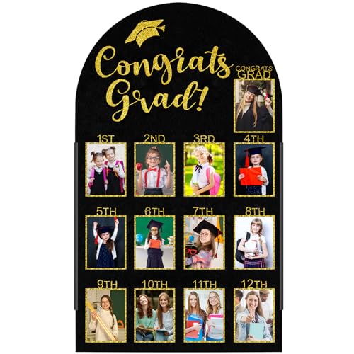 CroBlissful 68,6 x 40,6 cm Abschlusstafel Bilderrahmen Wanddekoration Collage Display Board Gold Glitzer Filz Fototafel für 10,2 x 7,6 cm Foto DIY Bilderhalter 2025 Abschlussfeier Party Dekorationen von CroBlissful