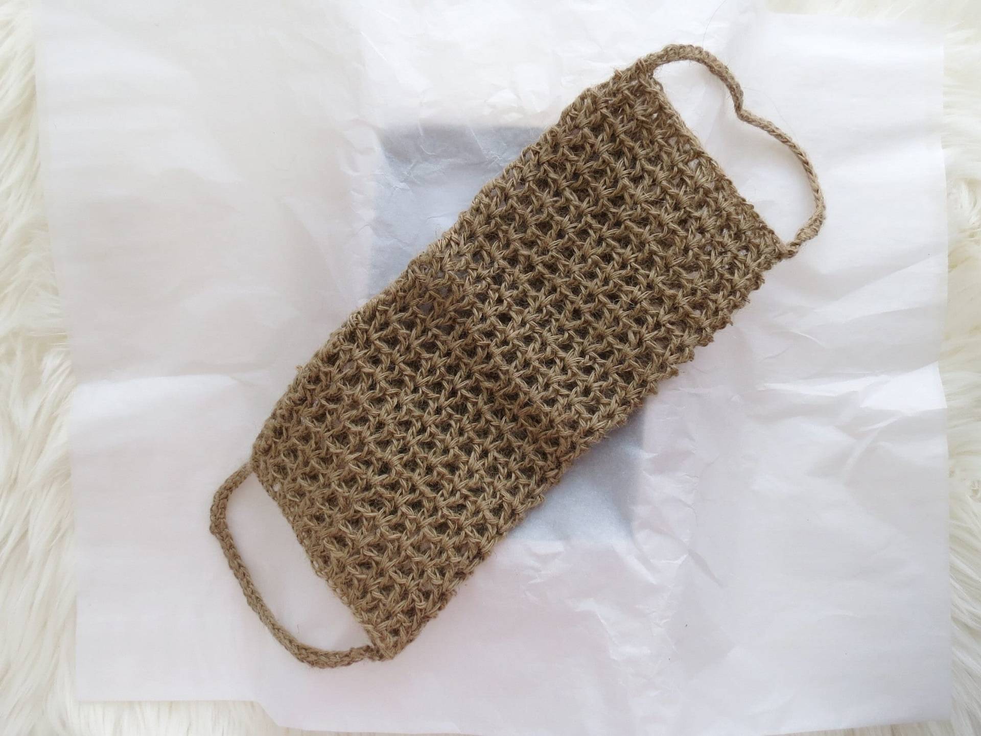 Jute Waschlappen Mit Riemen Wiederverwendbar Spa Schrubber Für Rücken Und Körper Plastikfrei Zero Waste Badeaccessoires von CrochetHomeBoutique