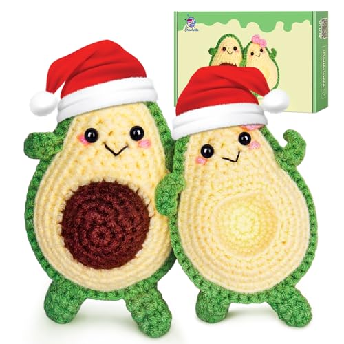 Crochetta Häkelset für Anfänger, Anfänger-Häkel-Starter-Set mit Schritt-für-Schritt-Video-Tutorials, Häkel-Kits für Erwachsene und Kinder, DIY-Strickzubehör, Avocado-Paar (40%+ Garn) von Crochetta